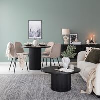 Taimi-Furia 4-hengen pyöreä ruokailuryhmä hiili/beige